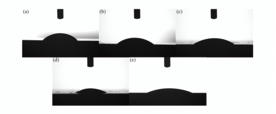 不同组分纳米复合材料的水接触角照片