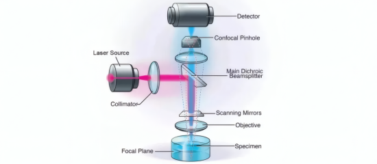 CLSM激光束扫描成像示意图